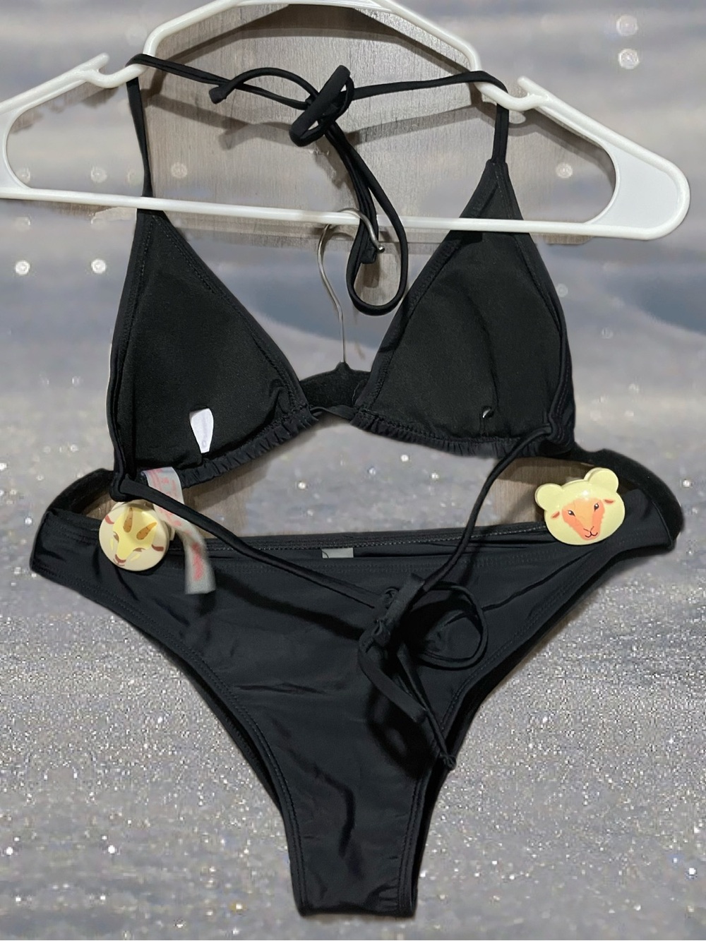 SUMMER SALE!! NWT- BLACK 3 piece bikini set. Cover up, top and bottom - Picture 5 of 6
